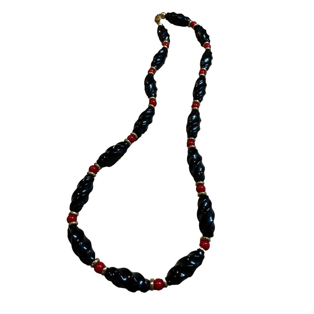 Vintage Black, Red and Gold tone Napier Necklace Excellent Condition